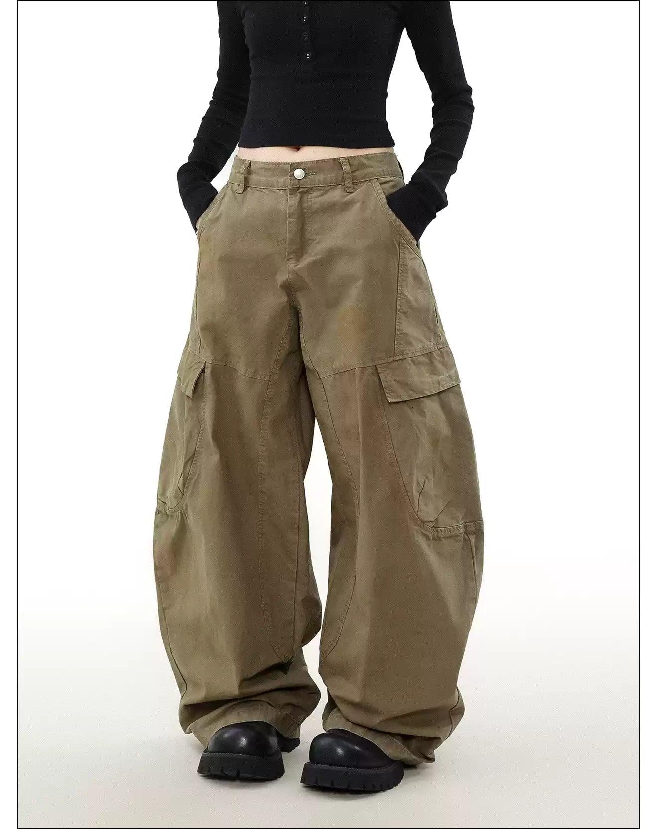 Functional Pocket Wide Cargo Pants Korean Street Fashion Pants By Mr Nearly Shop Online at OH Vault