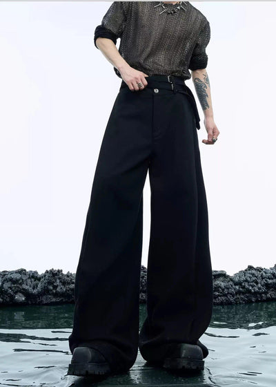 Two Belt Straps Wide Pants Korean Street Fashion Pants By Argue Culture Shop Online at OH Vault