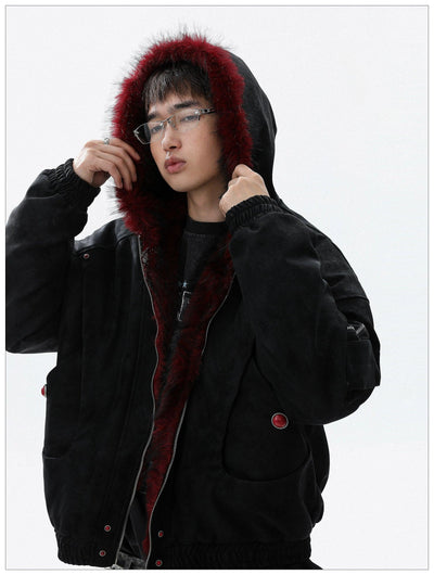 Contrast Fur Lining Hooded Jacket Korean Street Fashion Jacket By Mr Nearly Shop Online at OH Vault