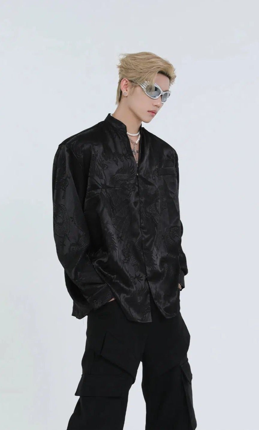 Subtle Pattern Shiny Shirt Korean Street Fashion Shirt By Turn Tide Shop Online at OH Vault