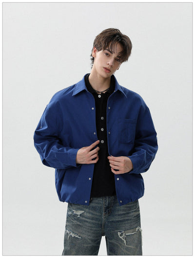 Solid Front Pocket Snap Buttoned Shirt Korean Street Fashion Shirt By Mr Nearly Shop Online at OH Vault