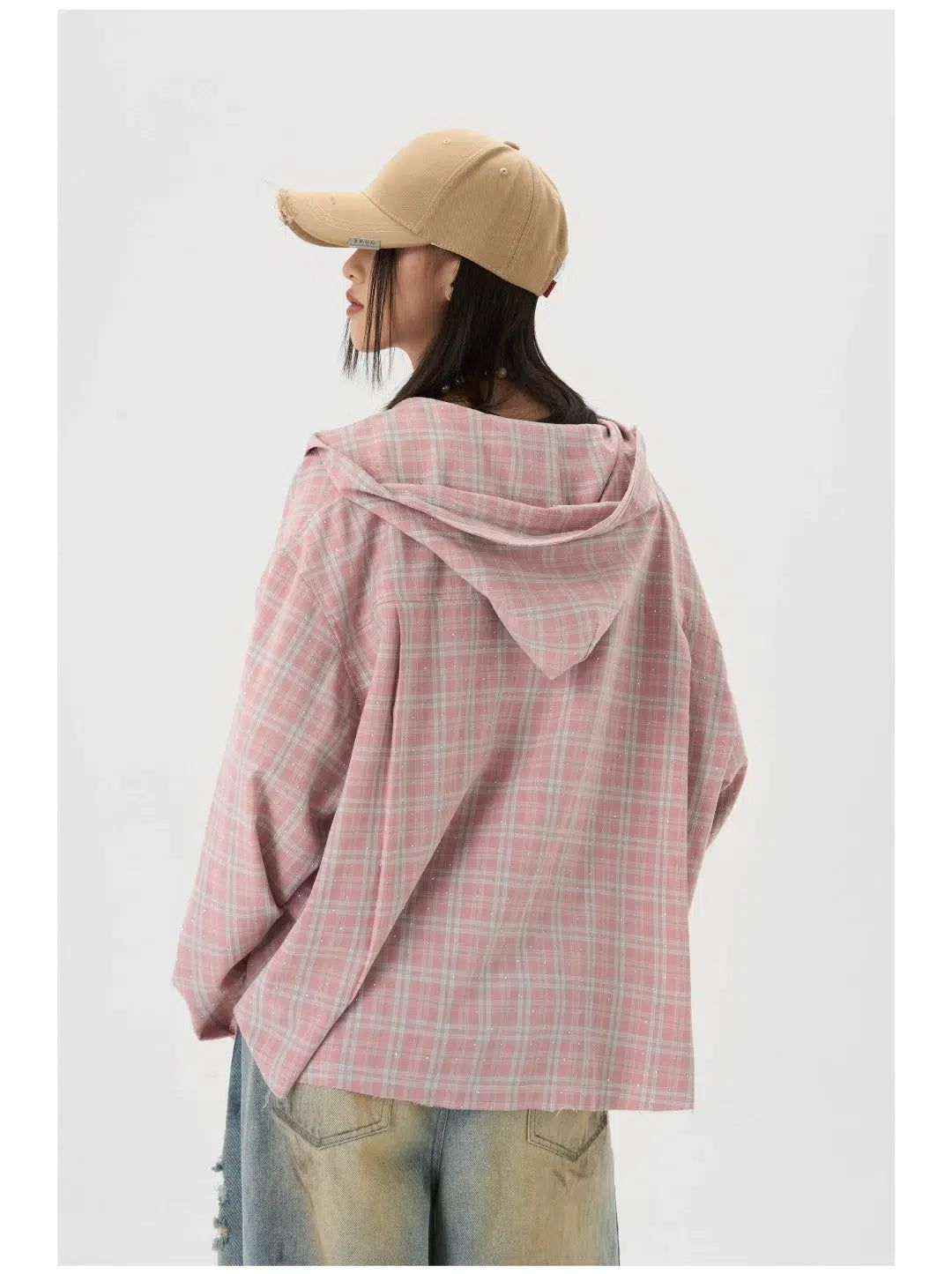 Diamond Stripes Hooded Shirt Korean Street Fashion Shirt By JHYQ Shop Online at OH Vault
