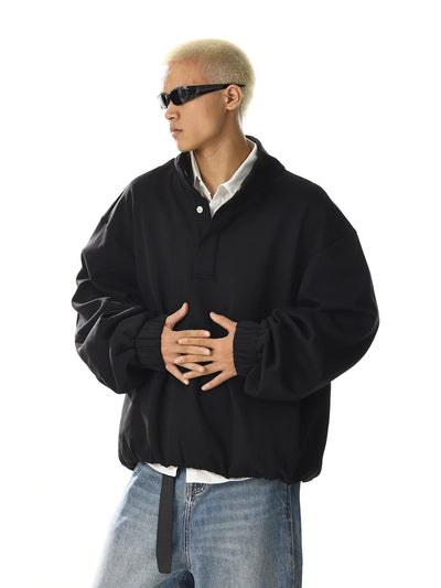 Plain Half-Buttoned Boxy Fit Jacket Korean Street Fashion Jacket By MEBXX Shop Online at OH Vault