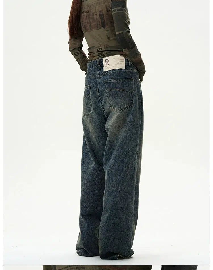 Stained Wash Wide Leg Jeans Korean Street Fashion Jeans By 77Flight Shop Online at OH Vault