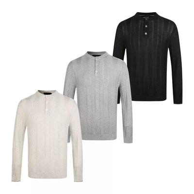Henley Collar Ribbed Sweater Korean Street Fashion Sweater By Made Extreme Shop Online at OH Vault