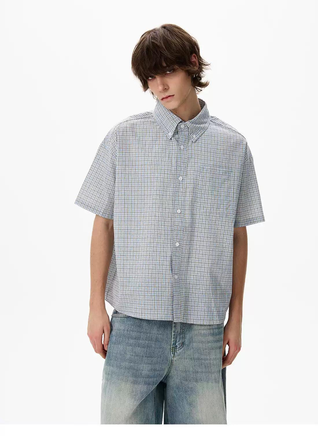 Clean Plaid Boxy Shirt Korean Street Fashion Shirt By 77Flight Shop Online at OH Vault