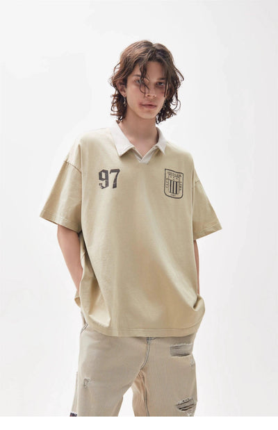 Contrast Collar Casual Polo Korean Street Fashion Polo By Ash Dark Shop Online at OH Vault