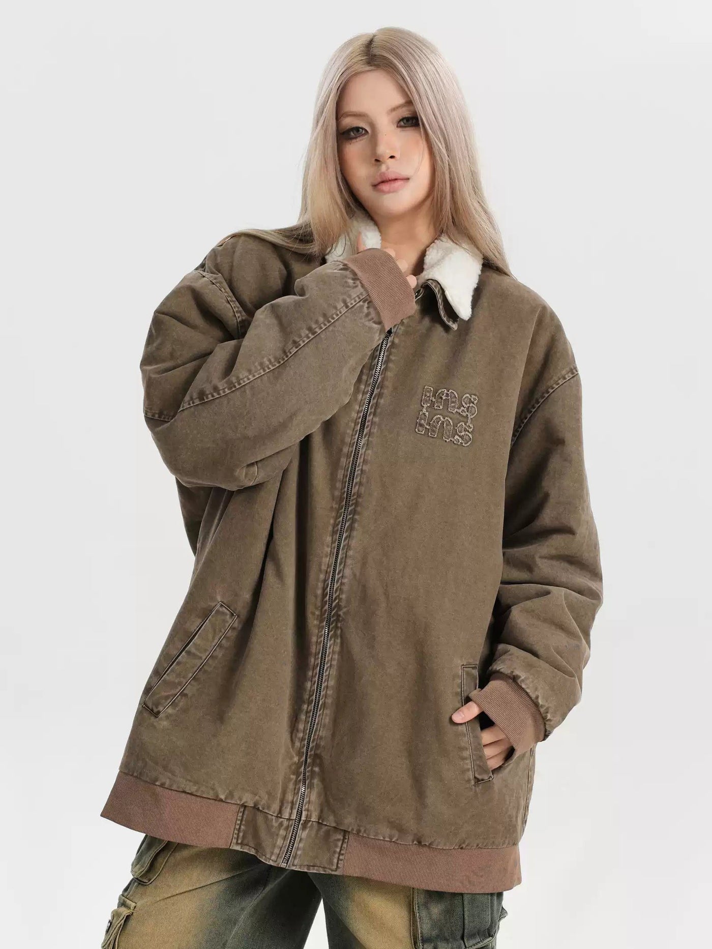 Oversized Washed Denim Jacket Korean Street Fashion Jacket By INS Korea Shop Online at OH Vault