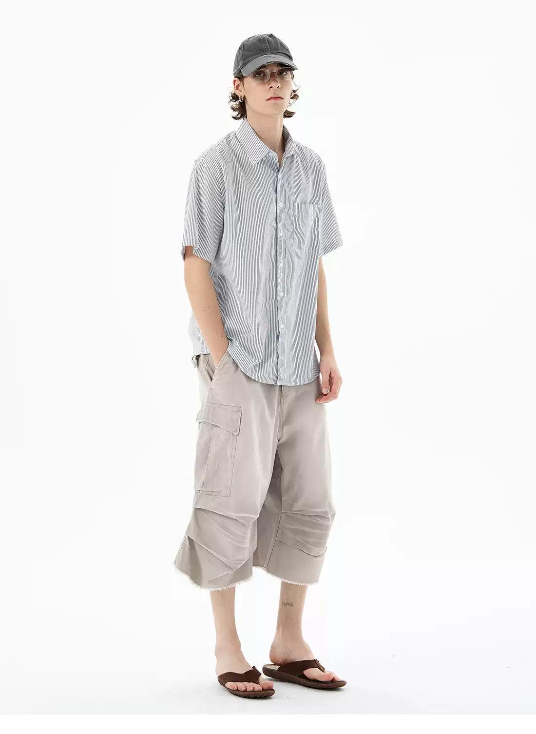 Casual Pleated Cargo Shorts Korean Street Fashion Shorts By 77Flight Shop Online at OH Vault
