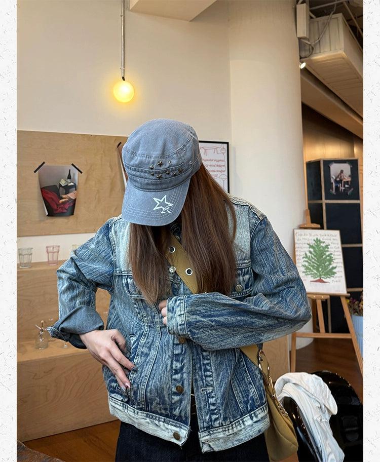 Faded and Buttoned Denim Jacket Korean Street Fashion Jacket By Made Extreme Shop Online at OH Vault