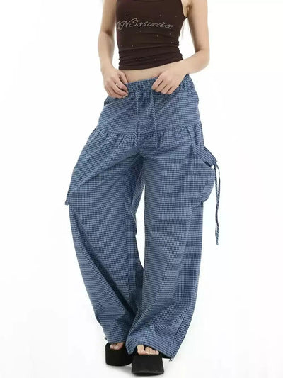 Plaid Strings and Gartered Pants Korean Street Fashion Pants By INS Korea Shop Online at OH Vault