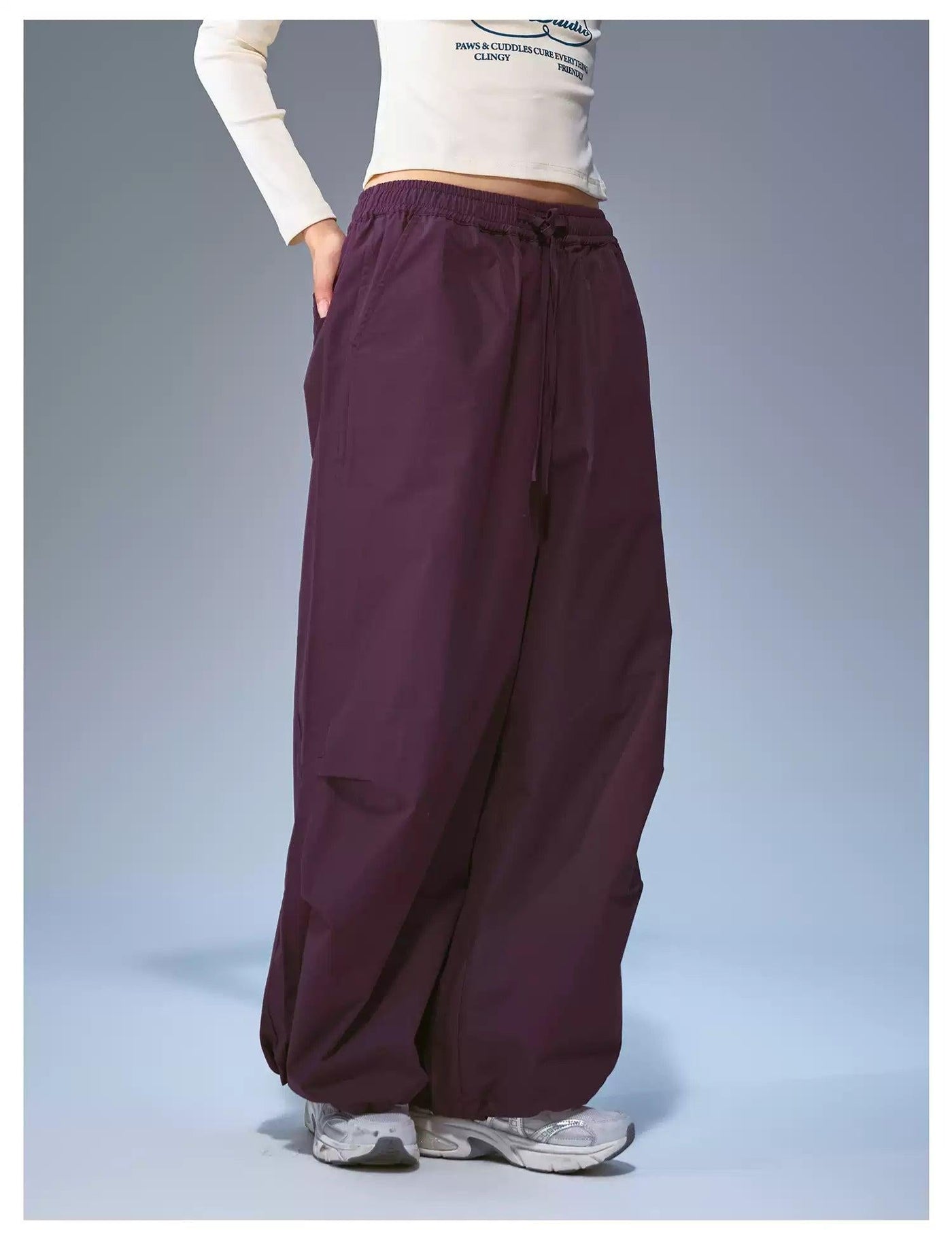 Drawstring Pleated Loose Track Pants Korean Street Fashion Pants By Remedy Shop Online at OH Vault