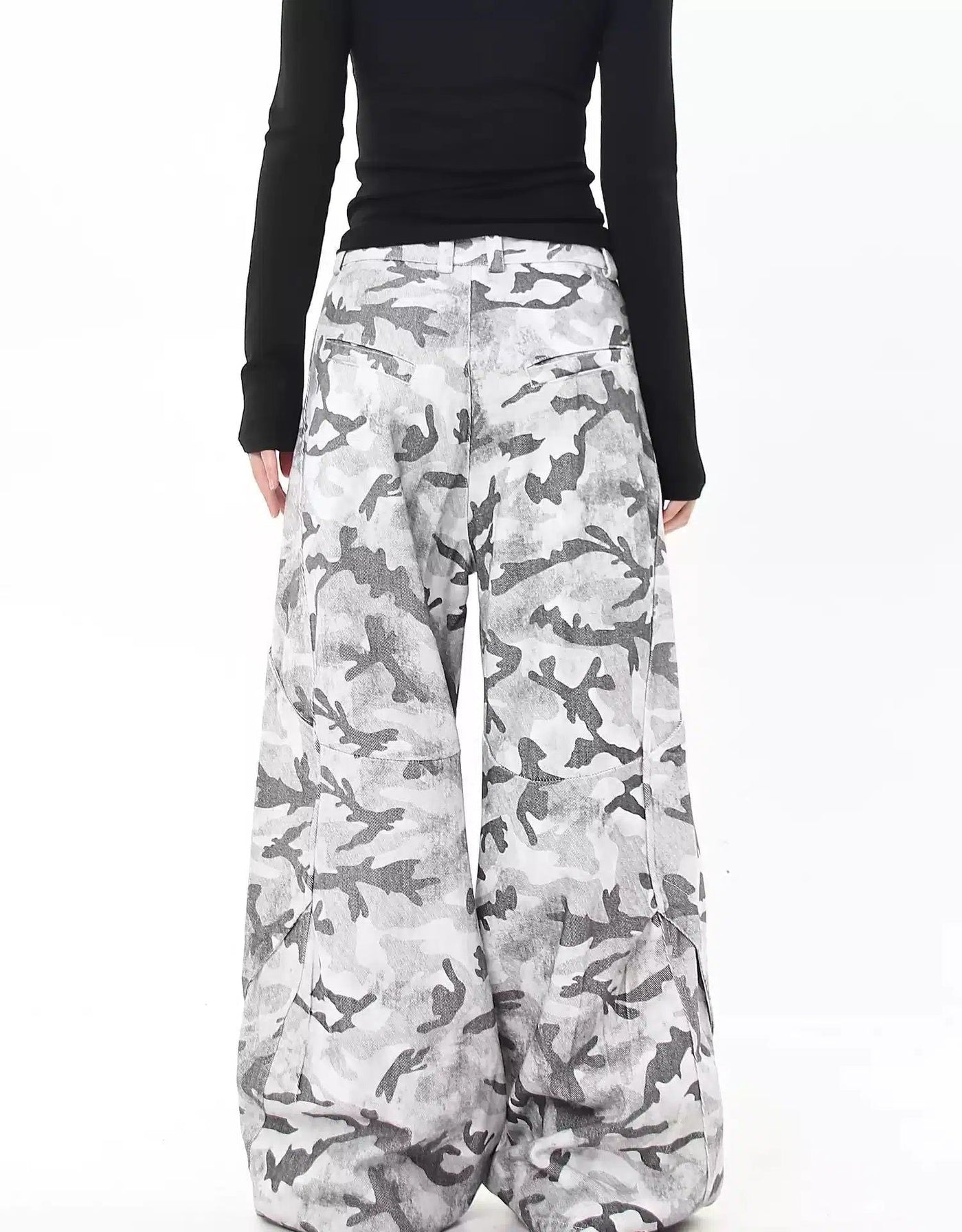 Relaxed Fit Camo Wide Leg Pants Korean Street Fashion Pants By Blacklists Shop Online at OH Vault