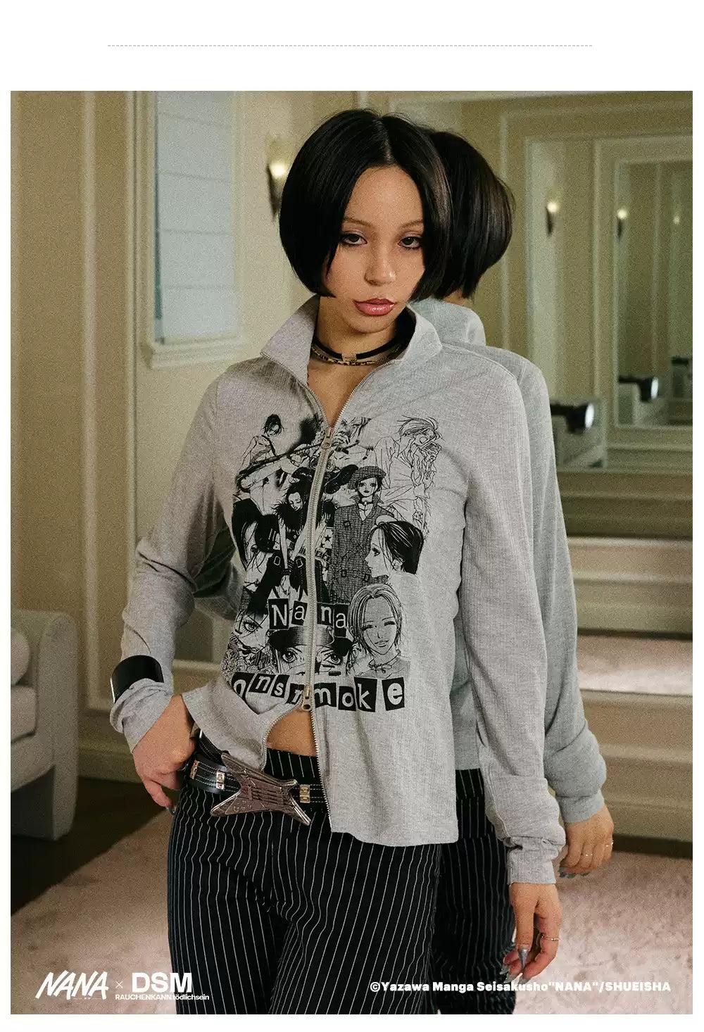 Anime Graphic Textured Zipped Jacket Korean Street Fashion Jacket By Donsmoke Shop Online at OH Vault