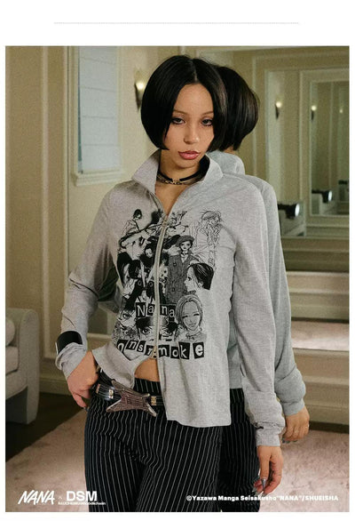 Anime Graphic Textured Zipped Jacket Korean Street Fashion Jacket By Donsmoke Shop Online at OH Vault