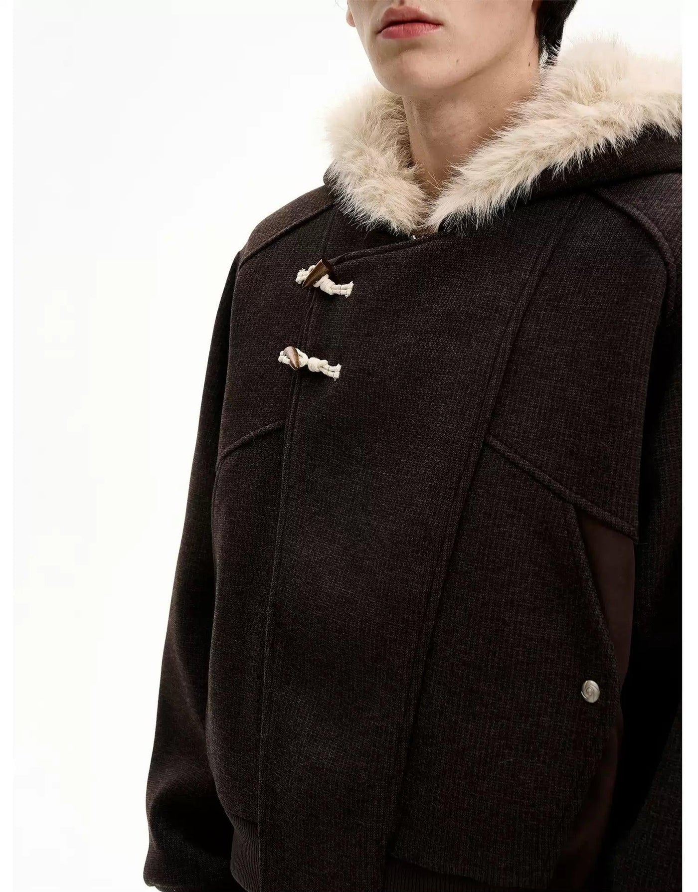 Structured Spliced Toggle Button Jacket Korean Street Fashion Hoodie By MaxDstr Shop Online at OH Vault