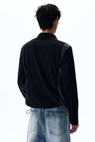 Mesh Spliced Athleisure Half Zip Korean Street Fashion Half-Zip By A PUEE Shop Online at OH Vault