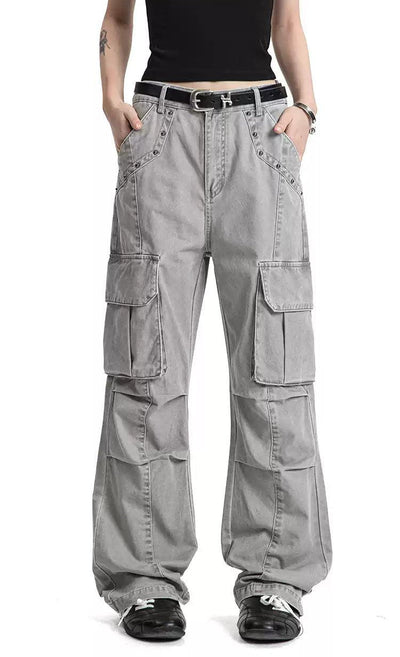 Versatile Multi-Details Cargo Jeans Korean Street Fashion Jeans By Made Extreme Shop Online at OH Vault