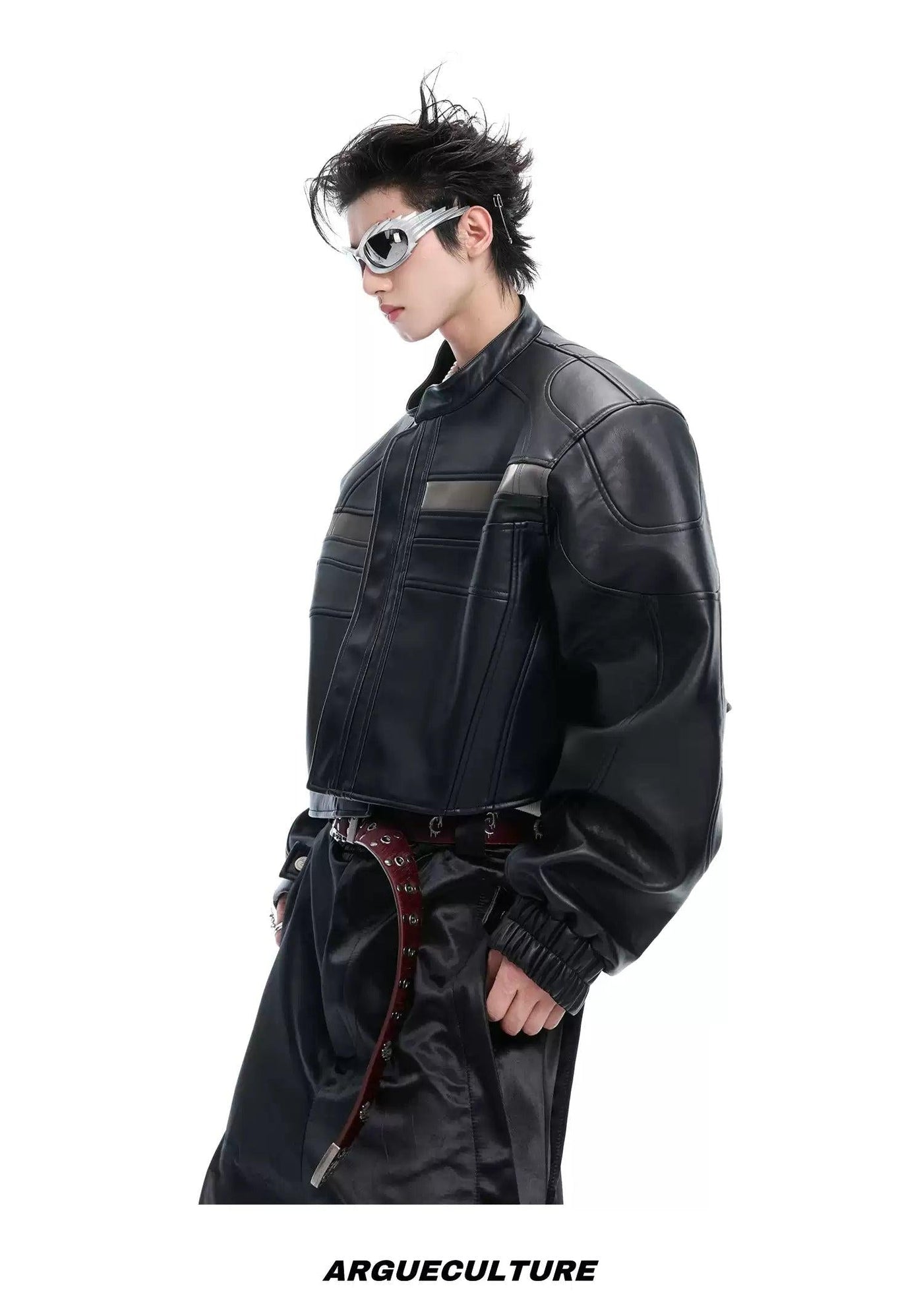 Motosport Short PU Leather Jacket Korean Street Fashion Jacket By Argue Culture Shop Online at OH Vault