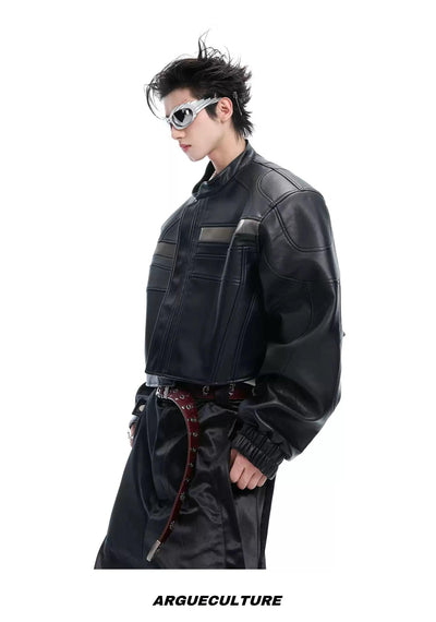Motosport Short PU Leather Jacket Korean Street Fashion Jacket By Argue Culture Shop Online at OH Vault