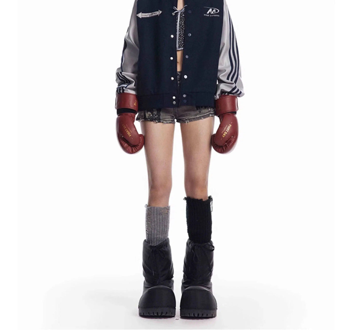 Three-Bar Raglan Sleeve PU Leather Jacket Korean Street Fashion Jacket By Made Extreme Shop Online at OH Vault