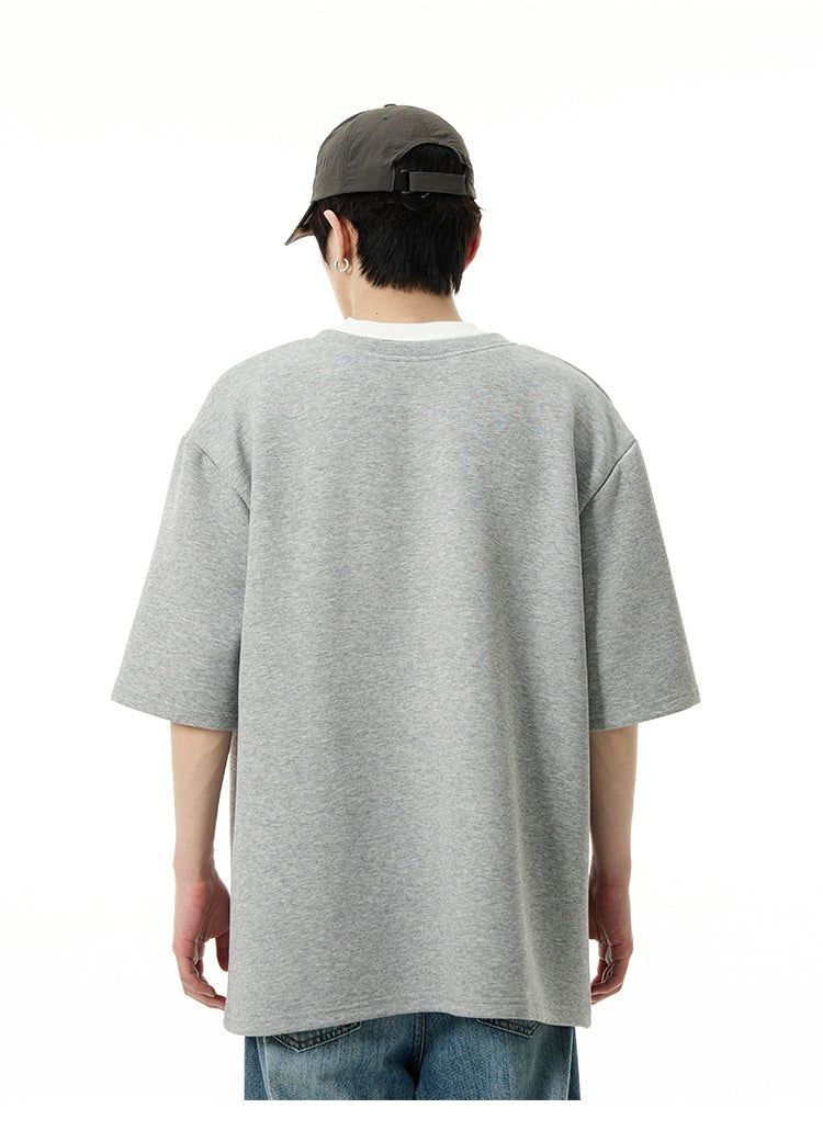 Contrast Henry Collar T-Shirt Korean Street Fashion T-Shirt By 77Flight Shop Online at OH Vault