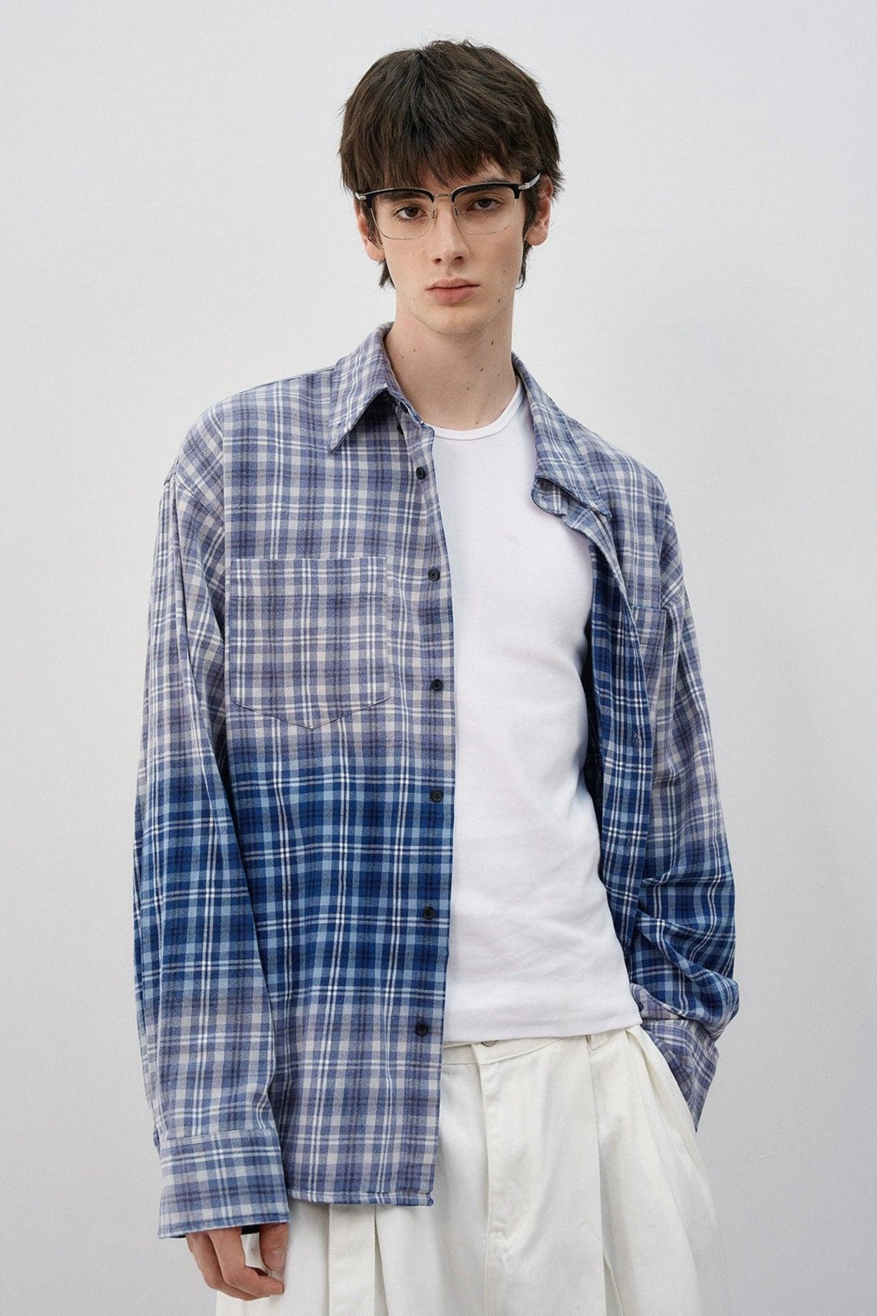 Tie-Dyed Checkered L/S Shirt Korean Street Fashion Shirt By MaxDstr Shop Online at OH Vault