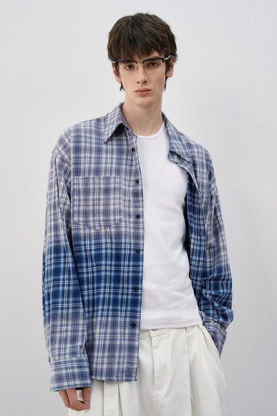 Tie-Dyed Checkered L/S Shirt Korean Street Fashion Shirt By MaxDstr Shop Online at OH Vault