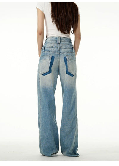 Faded Double-Waist Jeans Korean Street Fashion Jeans By 77Flight Shop Online at OH Vault