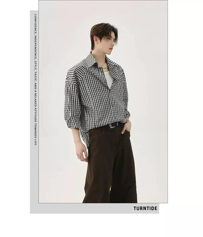 Plaid Clean Fit Shirt Korean Street Fashion Shirt By Turn Tide Shop Online at OH Vault