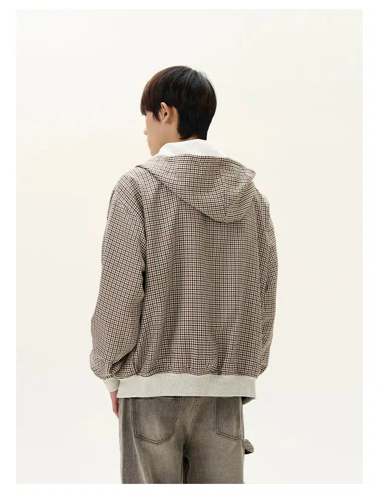 Houndstooth Reversible Zip-Up Hoodie Korean Street Fashion Hoodie By A PUEE Shop Online at OH Vault