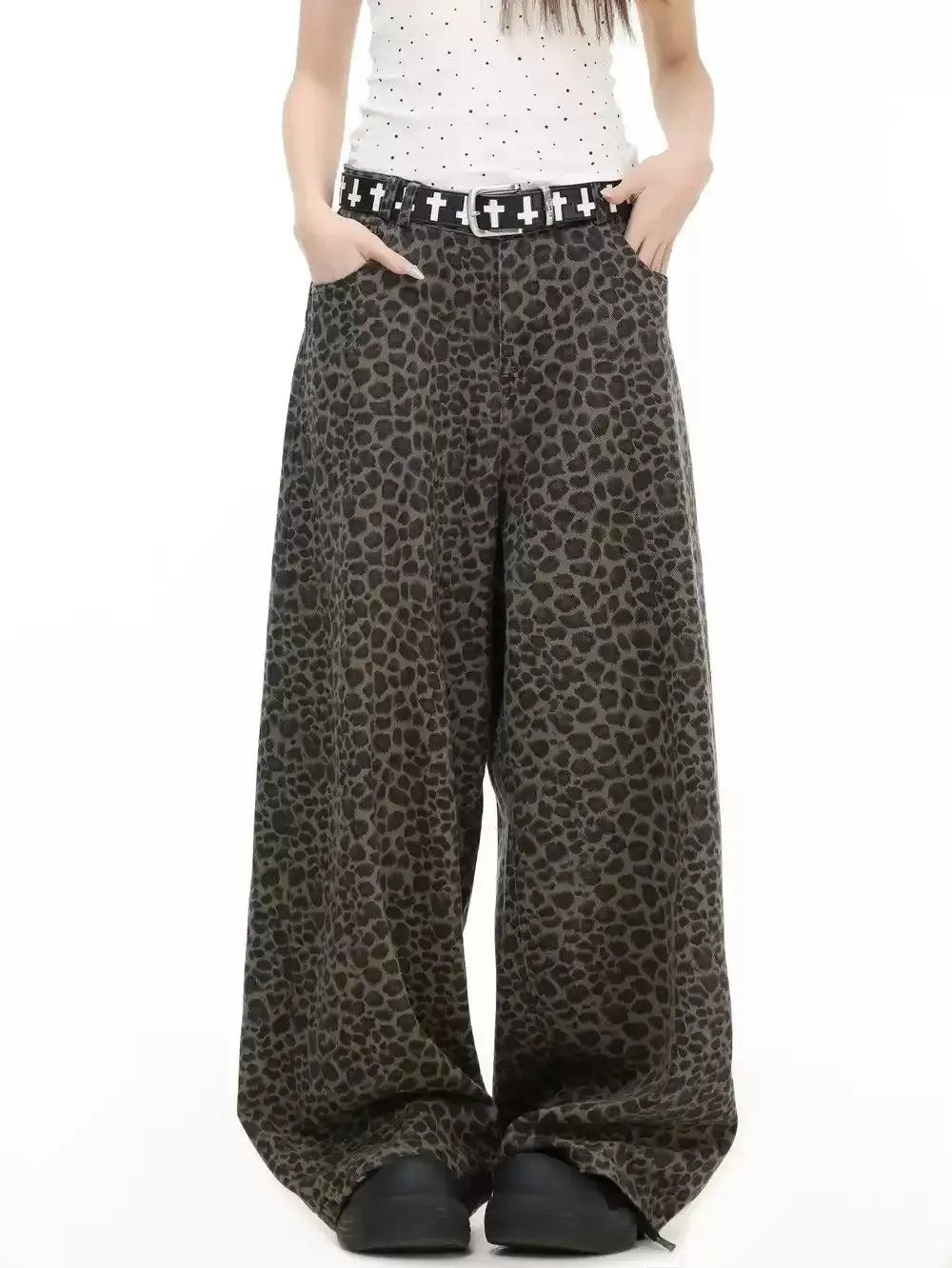 Leopard Print Wide Cut Pants Korean Street Fashion Pants By INS Korea Shop Online at OH Vault