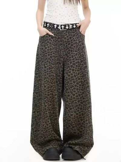 Leopard Print Wide Cut Pants Korean Street Fashion Pants By INS Korea Shop Online at OH Vault