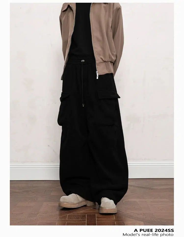 Drawstring Flap Pocket Cargo Pants Korean Street Fashion Pants By A PUEE Shop Online at OH Vault