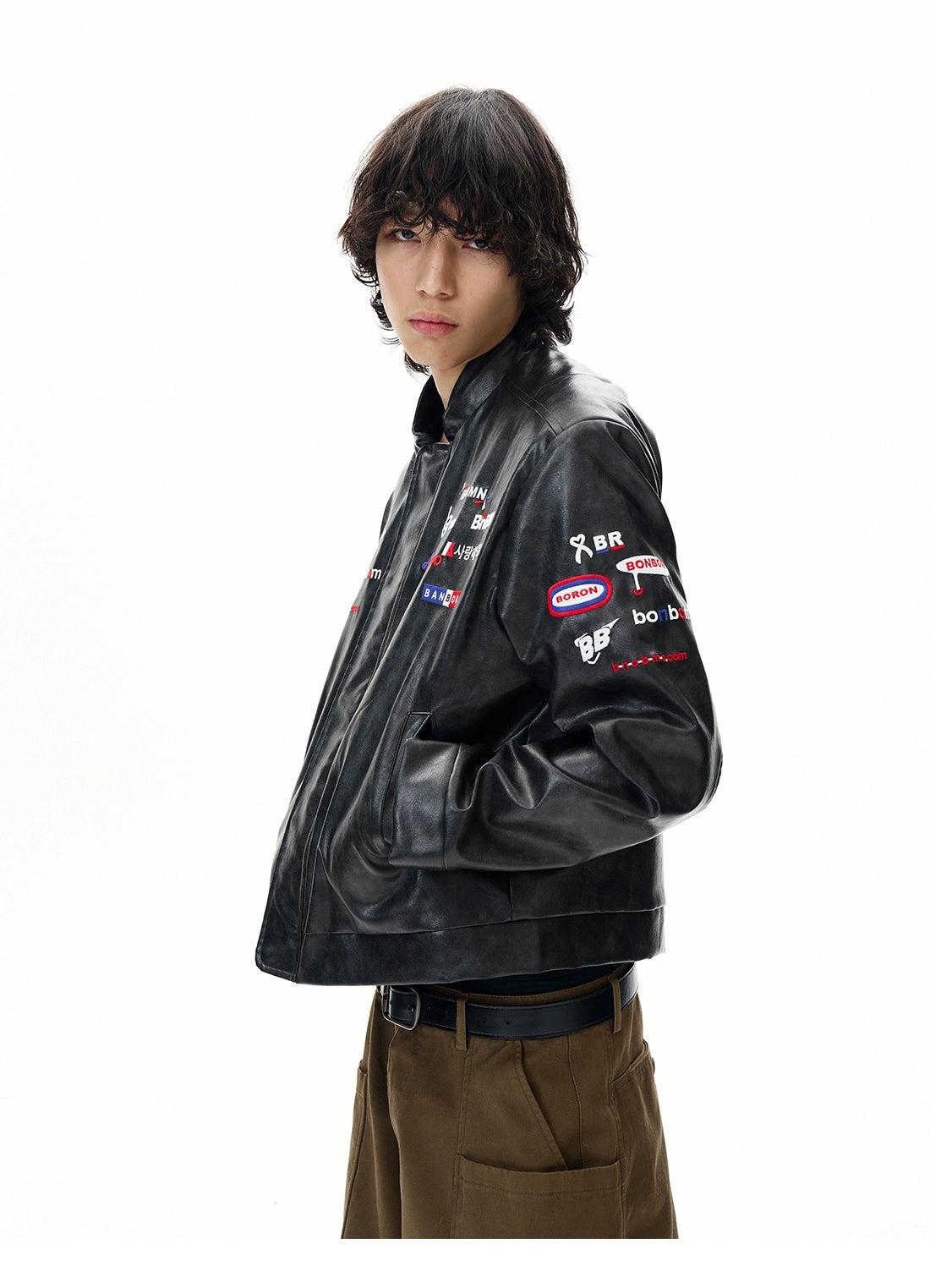 Racing Style PU Leather Jacket Korean Street Fashion Jacket By 77Flight Shop Online at OH Vault