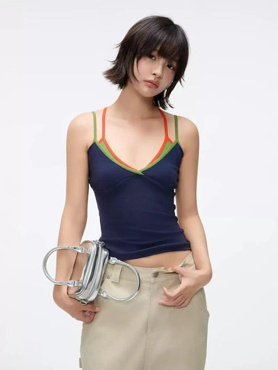 Double Strap Contrast Camisole Korean Street Fashion Camisole By Jump Next Shop Online at OH Vault
