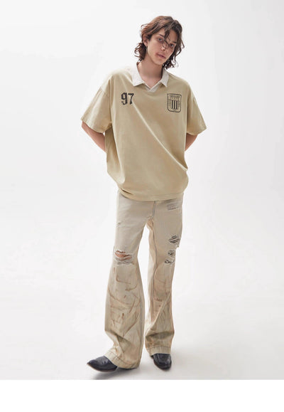 Contrast Collar Casual Polo Korean Street Fashion Polo By Ash Dark Shop Online at OH Vault