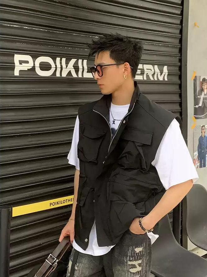 Multiple Pocket Utility Vest Korean Street Fashion Vest By Poikilotherm Shop Online at OH Vault