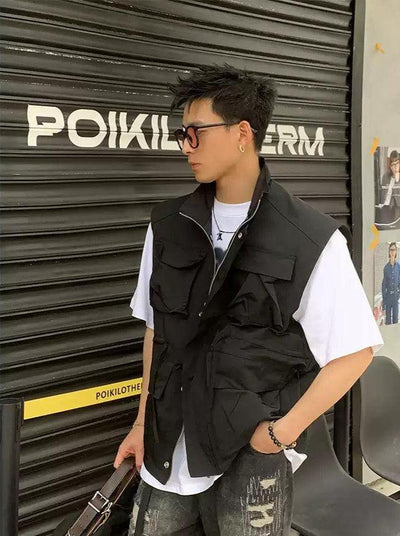 Multiple Pocket Utility Vest Korean Street Fashion Vest By Poikilotherm Shop Online at OH Vault