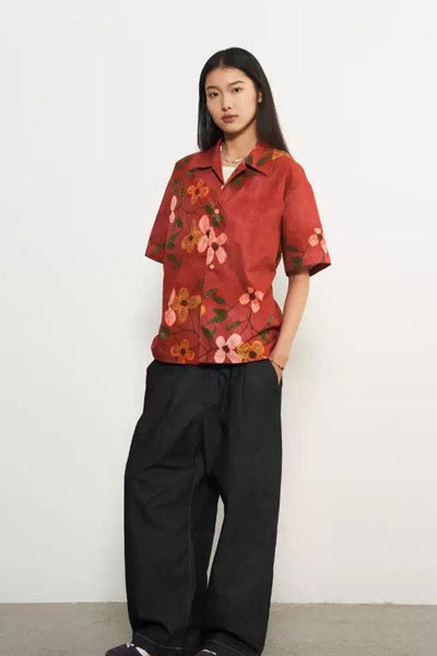 Flowers Graphic Print Shirt Korean Street Fashion Shirt By 11St Crops Shop Online at OH Vault