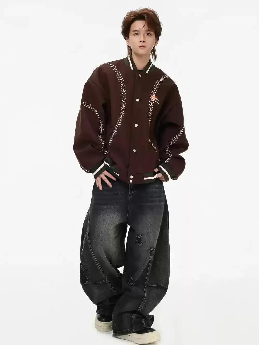 Distressed Spots Wide Cut Jeans Korean Street Fashion Jeans By INS Korea Shop Online at OH Vault