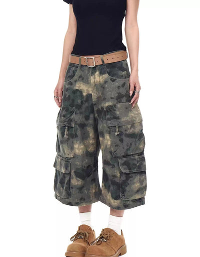 Smudged Camo Cargo Shorts Korean Street Fashion Shorts By Blacklists Shop Online at OH Vault