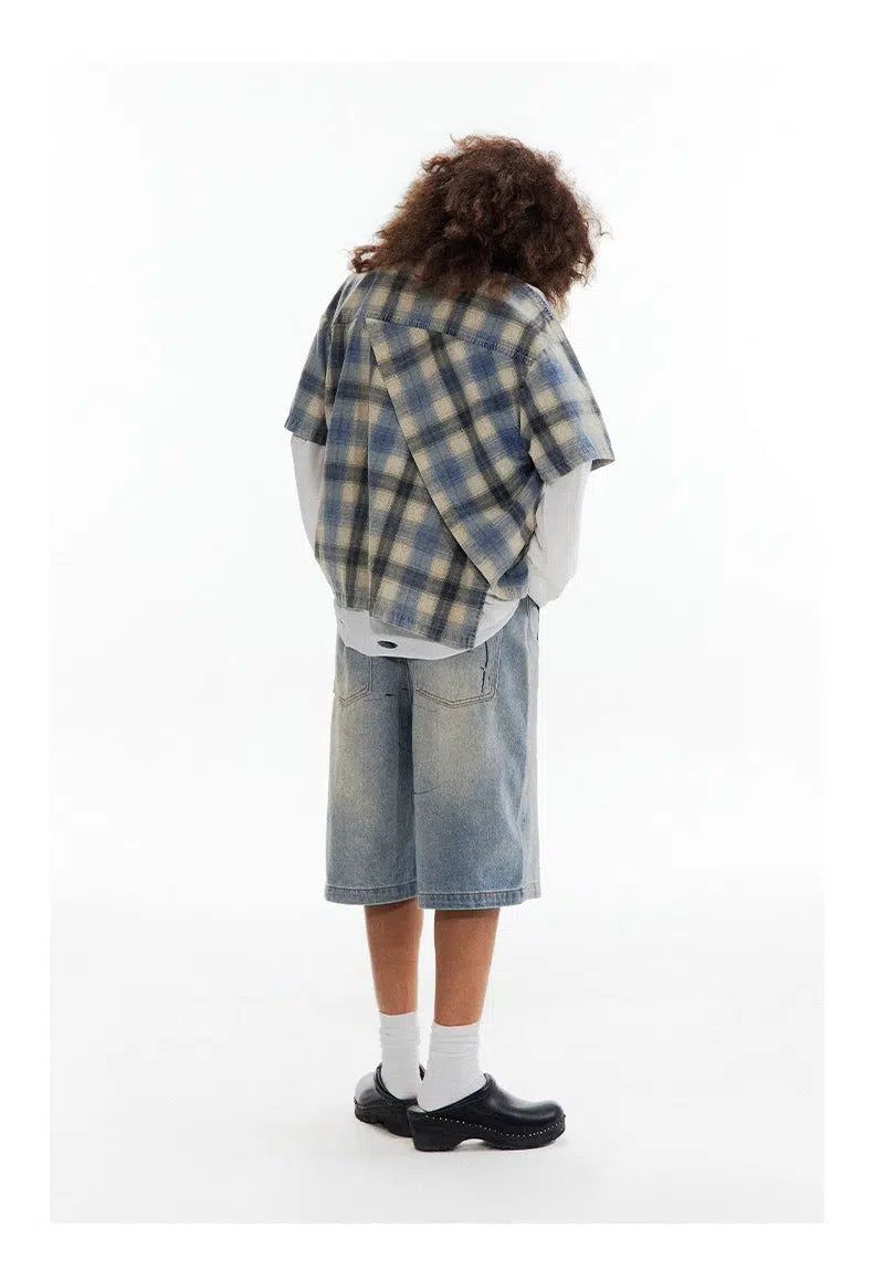 Nonparallel Plaid Buttoned Shirt Korean Street Fashion Shirt By Conp Conp Shop Online at OH Vault