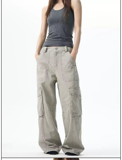 Solid Comfy Cargo Pants Korean Street Fashion Pants By 77Flight Shop Online at OH Vault