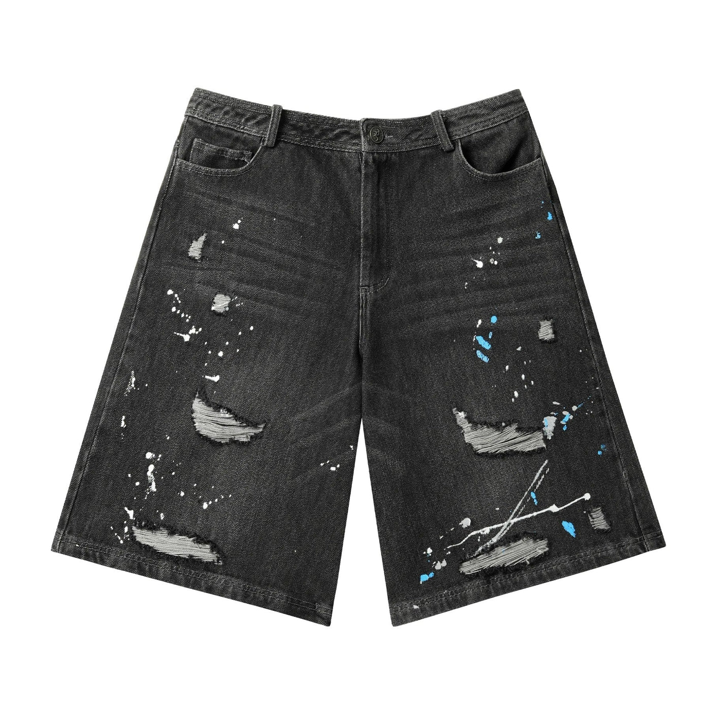 Ink-Splash Ripped Hole Denim Shorts Korean Street Fashion Shorts By JHYQ Shop Online at OH Vault
