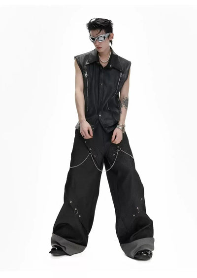 Structured Eyelets and Chains Pants Korean Street Fashion Pants By Argue Culture Shop Online at OH Vault
