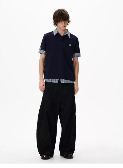 Plaid Layered Casual Polo Korean Street Fashion Polo By 77Flight Shop Online at OH Vault