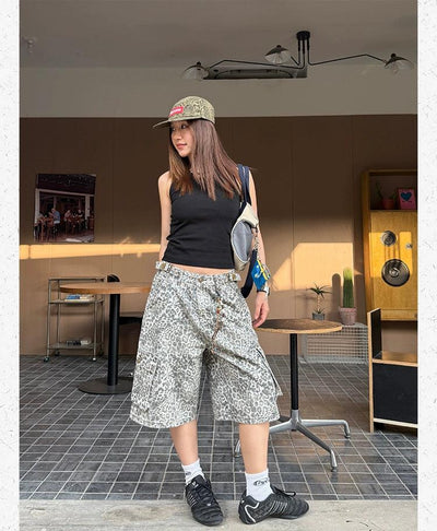 Animal Print Cargo Shorts Korean Street Fashion Shorts By Made Extreme Shop Online at OH Vault