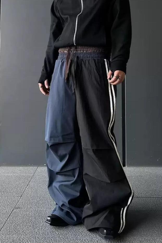 Pleated Striped Wide Track Pants Korean Street Fashion Pants By Dark Fog Shop Online at OH Vault