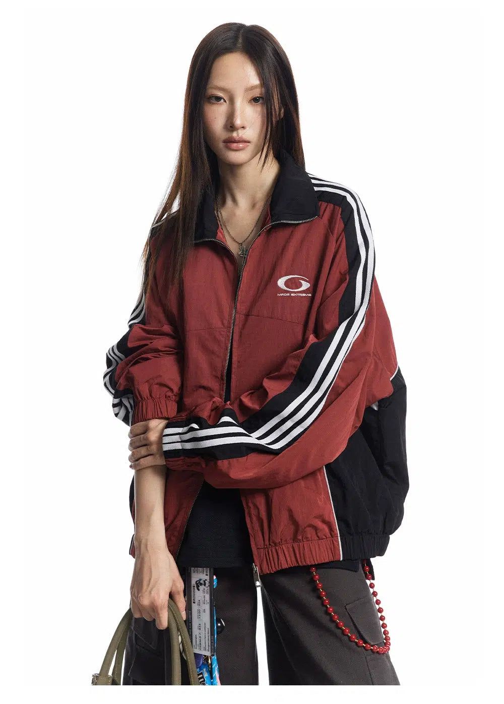 Three-Bar Contrast Windbreaker Jacket Korean Street Fashion Jacket By Made Extreme Shop Online at OH Vault